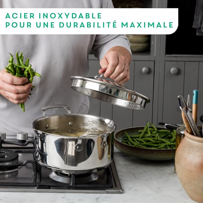 T-Fal Jamie Oliver Cooks Direct, Stainless Steel Non-stick Frying Pan 3 Pcs Set (20/24/28cm) (8/9/11 Inches) with Induction