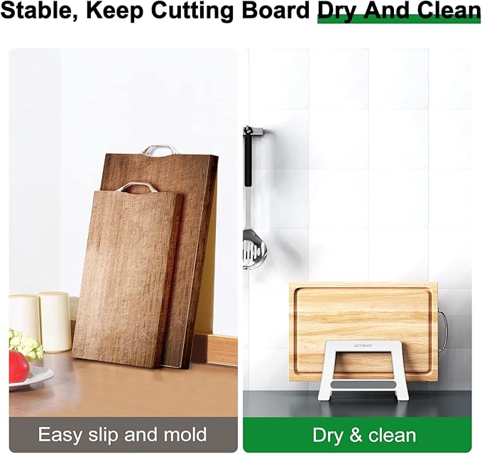 Cutting Board Holder, Cutting Board Rack Chopping Board Holder,Auto Width Adjustable Cutting Board Holder Stand for Countertop Counter Kitchen Cabinet (White)