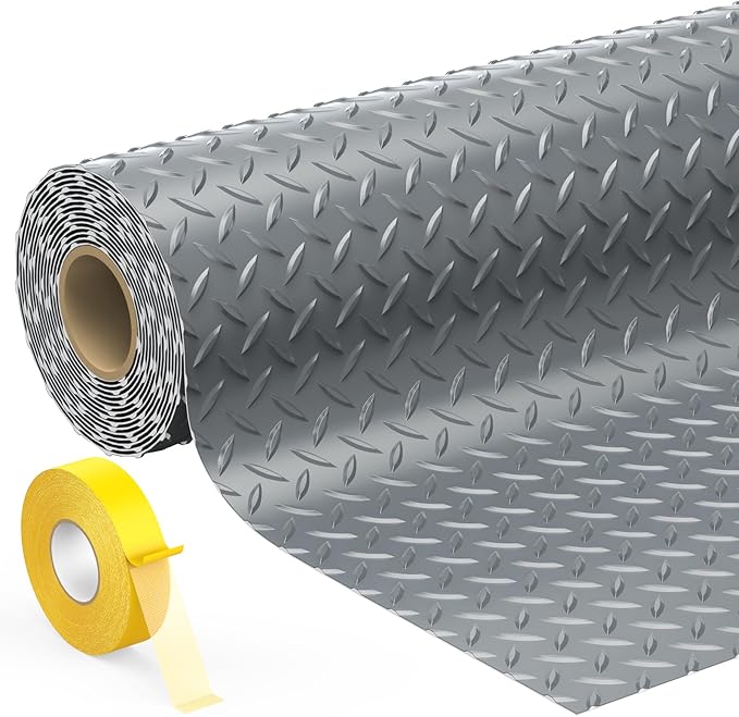 Geemax 7.8 x 20 FT Garage Floor Mat, 2.8mm Thickness Diamond Plate Vinyl Garage Flooring Roll for Under Car, Large Size 156 SQFT for Large SUVs, MPV, Pickup Truck