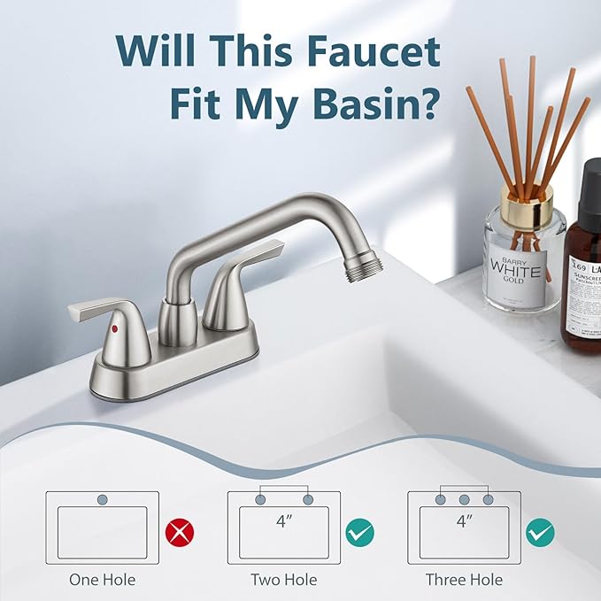 Aolemi Laundry Sink Faucet 4 Inch Centerset, Utility Sink Faucets with Swivel Spout and 3/4" NPT Threaded End, 2-Handle Faucet for Laundry or Utility Room, Brushed Nickel