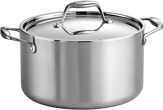 Tramontina Signature Tri-Ply Clad Stainless Steel 6-Quart Sauce Pot | Induction-Ready Large Sauce Pan with Lid, Dishwasher-Safe, NSF-Certified, Made in Brazil