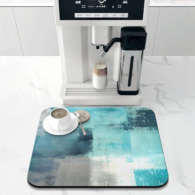 Coffee Bar Mat Accessories for Countertop Absorbent Hide Stain Rubber Backed Dish Drying Mats for Kitchen Counter Draining Pad Decor Gift(18x16in)