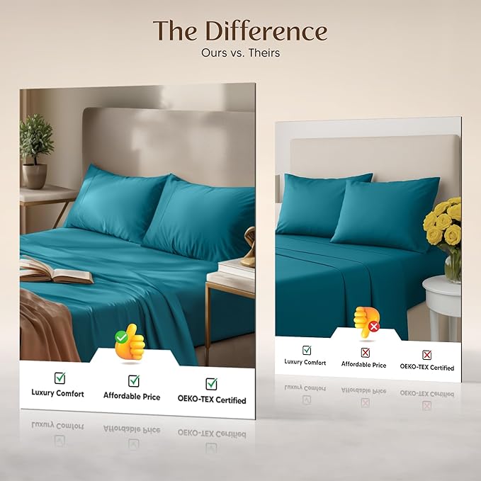 Utopia Bedding California King Size Sheet Set – 4 Piece Bed Sheets, Soft and Breathable Microfiber, Includes 1 Fitted Sheet, 1 Flat Sheet and 2 Pillowcases – Oeko Tex (Denim Blue)