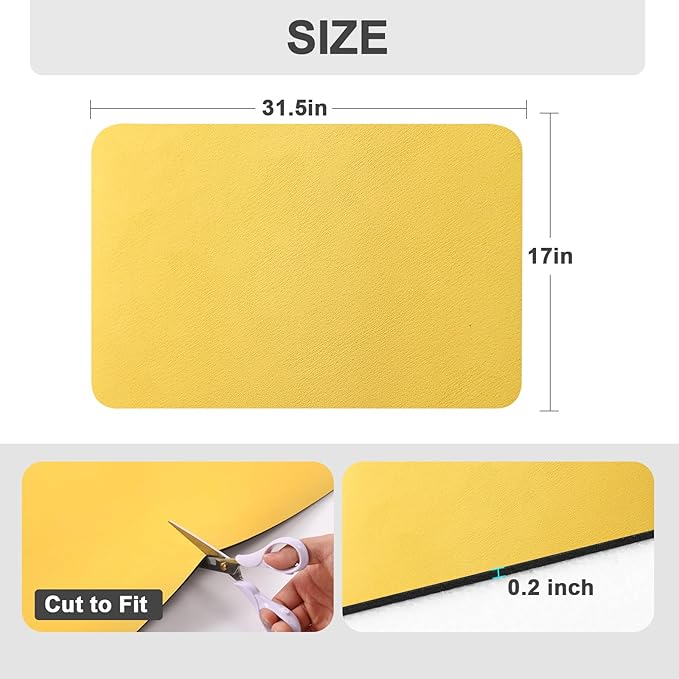 Ecotrim Absorbent Coffee Mat , Stain Hiding PU Leather Surface, Non-Slip Natural Rubber Backing, Quick Dry Mat for Espresso Machine, Kitchen Counter ,Yellow | 17" x 31.5"