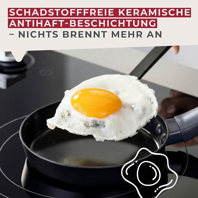 FACKELMANN Statement Frying Pan 14 cm - Ceramic Coated Mini Pan - Recycled Aluminium with Non-Stick Coating - For All Hobs Except Induction, PFAS-Free, Shadow Black