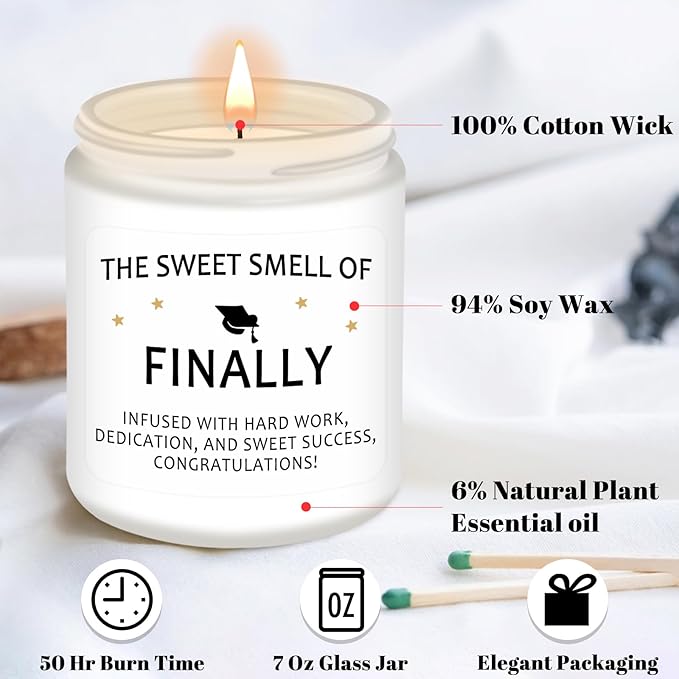 Homsolver Funny Graduation Gift for Her Him, College, High School, Masters Degree, Phd, Nurse Graduation Gifts for Women & Men, Scented Candles