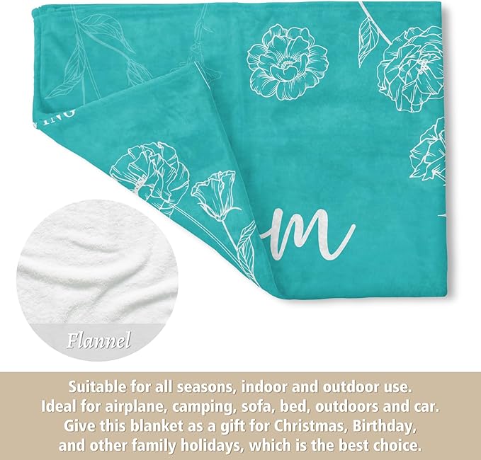 GiltGlimmer Gifts for Mom Mothers Day, Mom Birthday Gifts Blanket, Moms Gift for Women from Daughter Son, We Love You Present for Mother Mommy Christmas 60" x 50", Teal