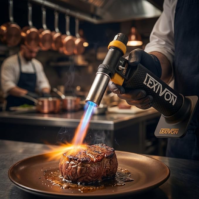 LEXIVON Butane Blow Torch, Heavy-Duty Refillable Lighter with Adjustable Flame and Pro-Grade Aluminum Tank | Ideal for Soldering and Kitchen Tasks (LX-761)