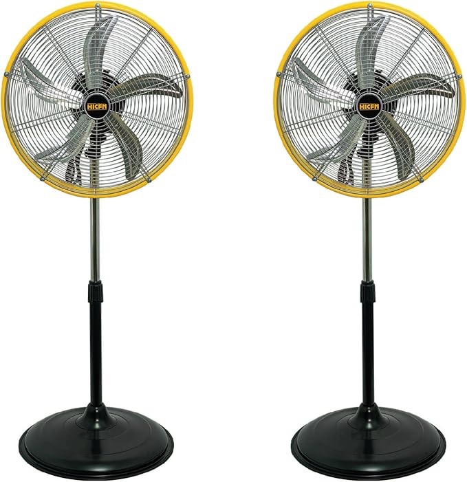 HiCFM 5000 CFM 20 inch High Velocity Pedestal Oscillating Fan, Powerful 1/5 HP Motor, 6FT Power Cord and Oscillation Standing Fan for Commercial or Industrial - UL Safety Listed, 2 Pack