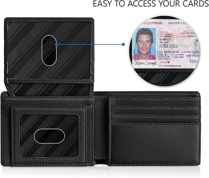 RUNBOX Wallet for Men Slim Rfid Leather 2 ID Window With Gift Box | Slim, Rfid, 2 ID Window, With Gift Box, Slim, Rfid