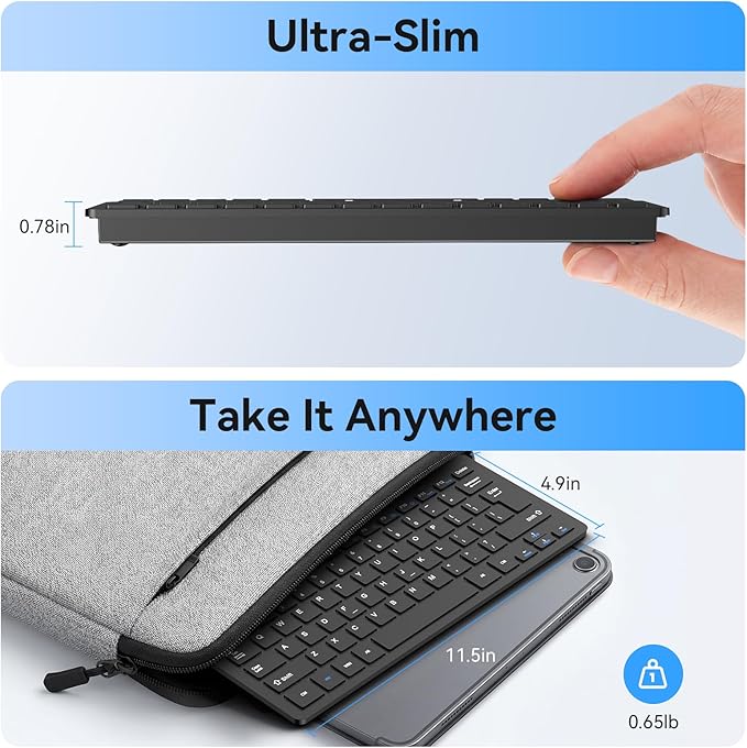 TECKNET Wireless Keyboard and Mouse Combo, Mini Cordless Computer Keyboard and Mouse Set 2.4GHz, Silent Adjustable 1600 DPI, Quiet Click, Lag-Free for Computer, Laptop, PC, Windows, Mac, Chrome OS