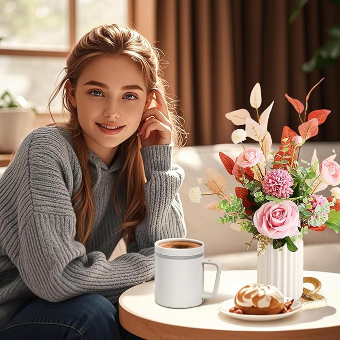 Self Stirring Mug, 360mL Rechargeable Electric Ceramic Coffee Mug with Stainless Steel Stir Bar, Automatic Mixing for Coffee, Milk, Hot Chocolate, Protein Powder, Cocoa