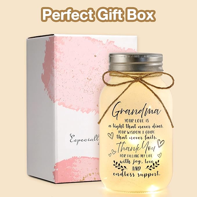 Maracco Mothers Day Gifts for Grandma from Grandkids, 30oz Large Mason Jar Lights for Grandma, Grandmother Nana Birthday Gifts for Home Decor, Grammy Gift