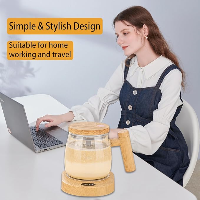 Self Stirring Mug, 400ML Self Stirring Coffee Mug Electric Mixing Mug High Borosilicate Glass Mixing Coffee Mug With 55° Constant Temperature Coaster Suitable for Coffee/Milk/Protein Powder