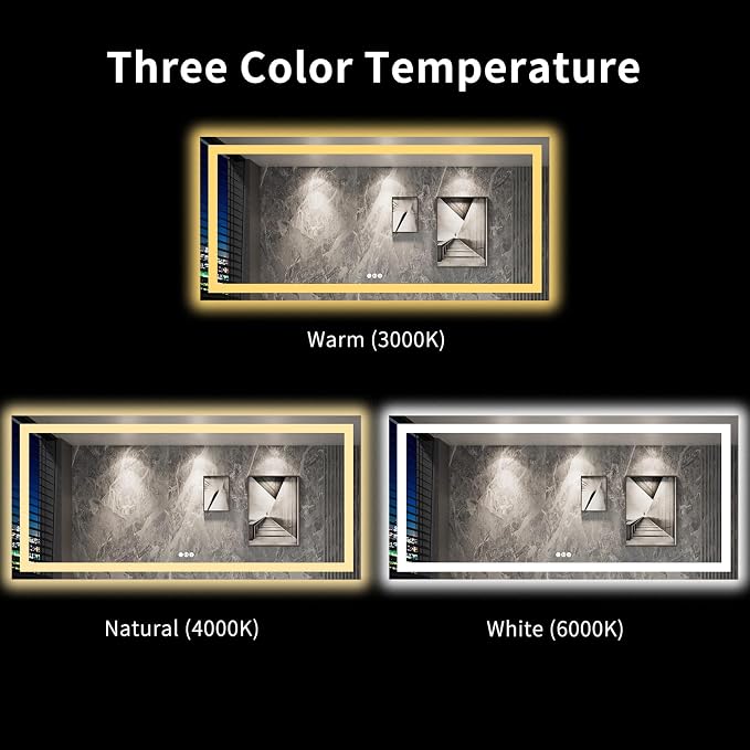 LOAAO 84"X40" LED Bathroom Mirror with Lights, Anti-Fog, Dimmable, Backlit + Front Lit, Lighted Bathroom Vanity Mirror for Wall, Memory Function, Tempered Glass, Shatter-Proof, ETL Listed