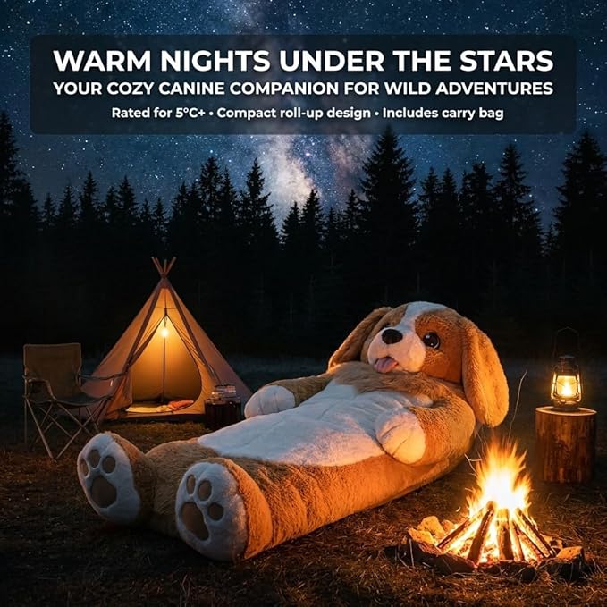 Wearable Sleeping Bag for Adults Oversized Plush Dog Bean Bag Chair Giant Human Dog Bed Soft Flannel Stuffed Animal Mattress for Nap Movie Night Lounge