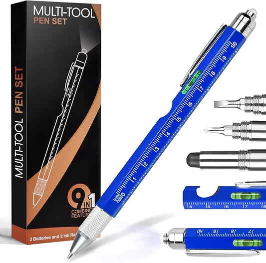 Fathers Day Dad Gifts for Husband from Wife, Tool Presents for boyfriend Men, 9 in 1 Multi Tool Pen, Fathers Day Birthday Christmas Stocking Stuffers for Men Grandpa Him