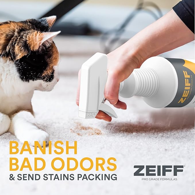 Zeiff Pet Stain and Odor Remover - Pet Odor Eliminator for Home and Professional Use - Carpet Stain Remover - Pet Urine Enzyme Cleaner for Dog and Cat Pee, Feces, and Fluids - 1 Gallon
