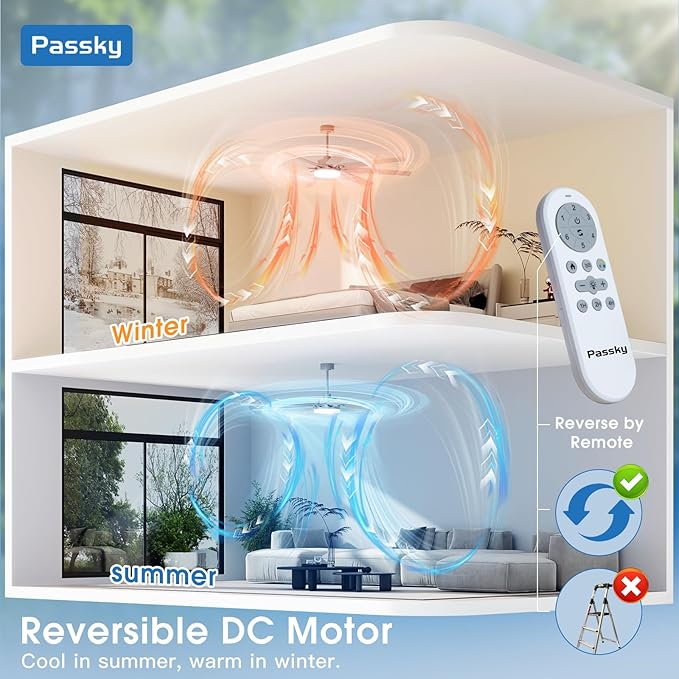 72 inch Ceiling Fans with Lights, Large Modern Ceiling Fan with Light and Remote Control, Reversible, Dimmable, 3CCT, Quiet, Nickel Ceiling fan For Bedroom Living Room Patio Farmhouse, Indoor/Outdoor