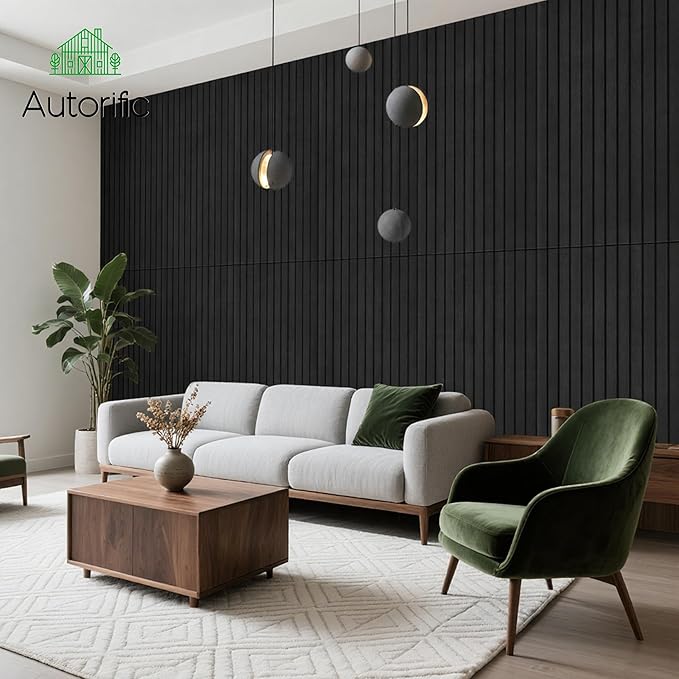 Wood Veneer Sound Panels, 10 Pack 47.2”x23.6” Wall Panels, Decorative Acoustic Panels for Walls, for Office,Home Theater,Studio,Living Room, Smoky(Mitred)