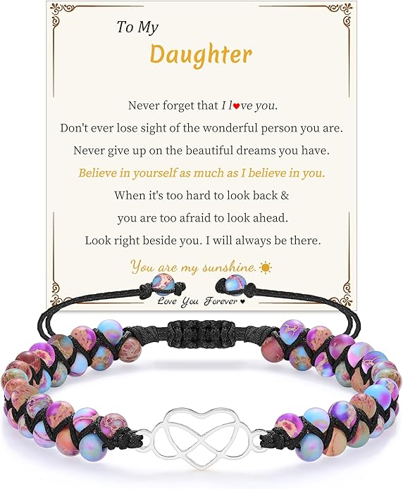 Mothers Day Gifts for Daughter Granddaughter, To My Mom Grandma Wife Girlfriend Sister Jasper Heart Bracelets Birthday Anniversary Christmas Stocking Stuffers Valentines Day Jewelry