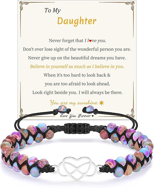 Mothers Day Gifts for Daughter Granddaughter, To My Mom Grandma Wife Girlfriend Sister Jasper Heart Bracelets Birthday Anniversary Christmas Stocking Stuffers Valentines Day Jewelry