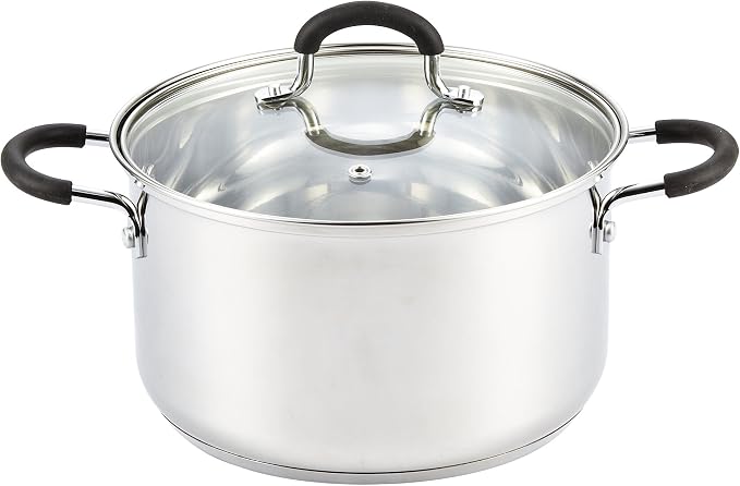 Cook N Home Professional 5 Quart Stainless Steel Stock Pot with Lid | Induction Cookware for Soup, Oven Safe, Dishwasher Safe