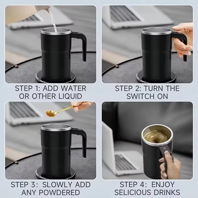 Taza Inteligente Para Cafe, Intelligent Coffee Cup with Lid, Automatic Magnetic Stirring Coffee Mug, Rechargeable Self Mixing Mug with LED Display Temperature for Milk Tea, Office Household(Pink)