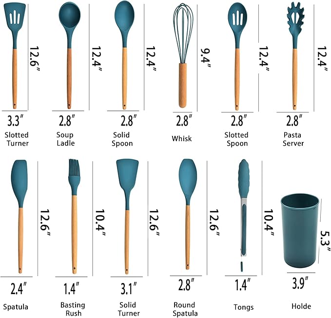 Kitchen Cooking Utensils Set, 12-piece Kitchen Cookware Non-stick Cookware Is Heat-resistant, BPA-free, Cooking Tools, Stirring Kitchen Tool Set (Blue)