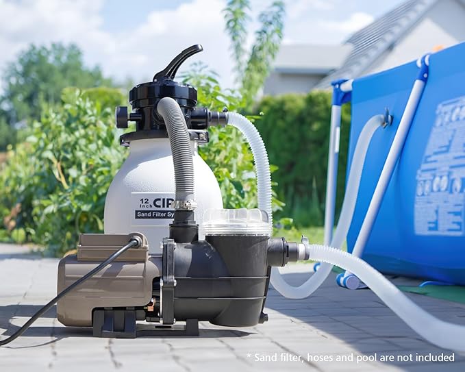 CIPU Pool Pump with Timer 2700GPH 115V Powerful Self Priming Above Ground Swimming Pool Pump 0.35HP with Filter Basket Low Noise for Pools Hot Tub Spa Water Circulation