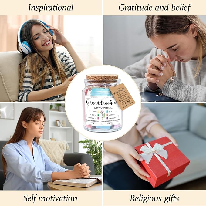 NewEleven Granddaughter Gifts - Riligious, Christian Gift for Teen Girls, Granddaughter Gifts From Grandma, Grandpa - Easter, Baptism Gift For Grandkids - Bible Verse Jar