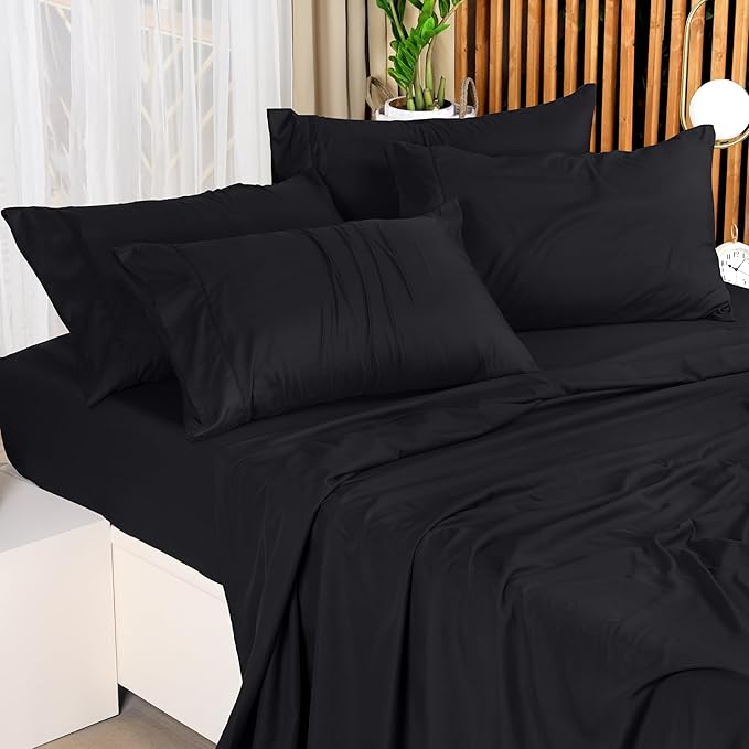 Utopia Bedding Queen Bed Sheets Set - Pack of 2 Sheet Sets - Perfect for Spa, Hotel, & Guest Bedroom - Brushed Microfiber - Shrinkage and Fade Resistant - Easy Care (Black)