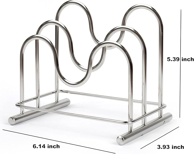 LENITH 304 Stainless Steel Wire Cutting Board Holder, Cutting Board Rack Organizer Kitchen with 2 Sectional