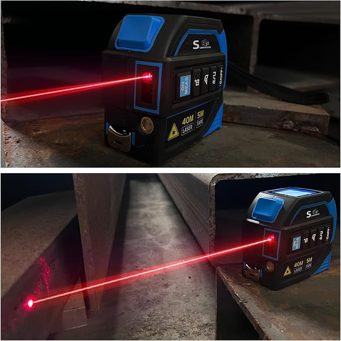 4-in-1 Laser Tape Measure with Laser Level Crosshairs |130ft/40m Laser Distance+16ft/5m AutoLock Tape |Backlit LCD Display (Ft/Inch/M/mm) |for DIY,Construction, Interior Design