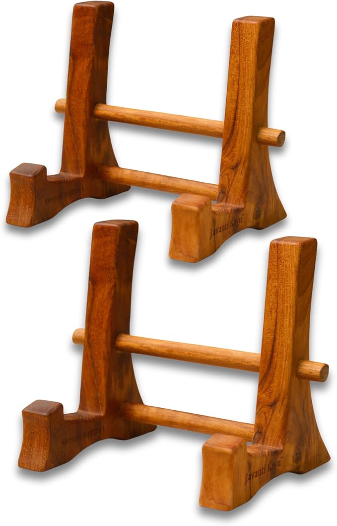Chopping Board Stand – Teak Wood – Premium Handmade Holder Organizer for Boards, Drying Rack, Single or Dual Slot, Fits Thick Boards, Air-Dry Base (1 Slot (2.4 in Thickness) - 2 Pieces)