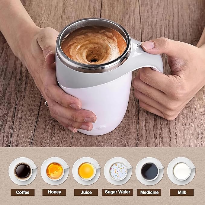 Automatic Magnetic Stirring Coffee Mug 2025 Upgrade Reusable Coffee Mug Rechargeable Electric Self Stirring Coffee Mug Rotatable Metal Coffee Mugs High Speed Mixing Cup for Office Home (Z - Both)