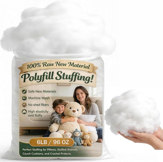 Pillow Stuffing 6lb/ 96oz, Polyfill Stuffing for Stuffed Animals, Couch Cushion Filling, PP Cotton Stuffing New Material Fluffy Fiberfill for DIY Crafting Projects, Crochet, Clouds Home Decor