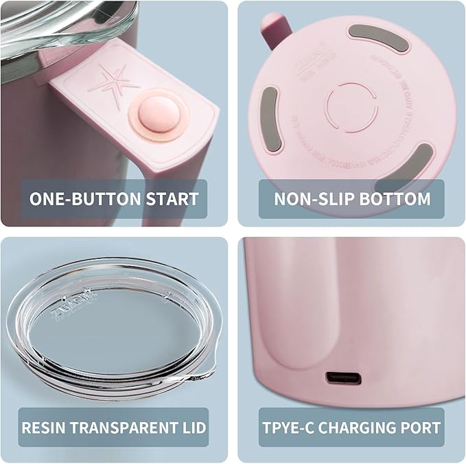 Self Stirring Mug, 12.2 oz Self Stirring Coffee Mug with Magnetic Stirrer & Anti-Sedimentation, Rechargeable Auto Magnetic Coffee Mug for Coffee, Milk, Hot Cocoa (Pink)
