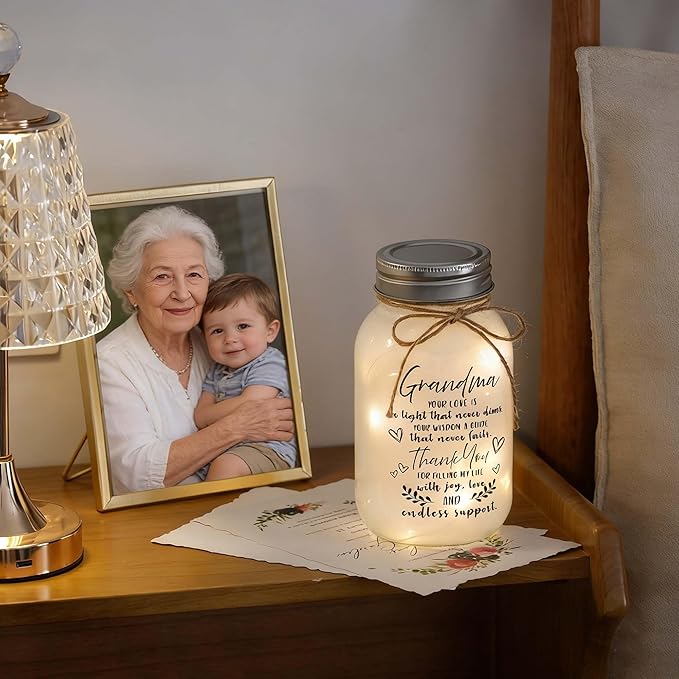 Maracco Mothers Day Gifts for Grandma from Grandkids, 30oz Large Mason Jar Lights for Grandma, Grandmother Nana Birthday Gifts for Home Decor, Grammy Gift