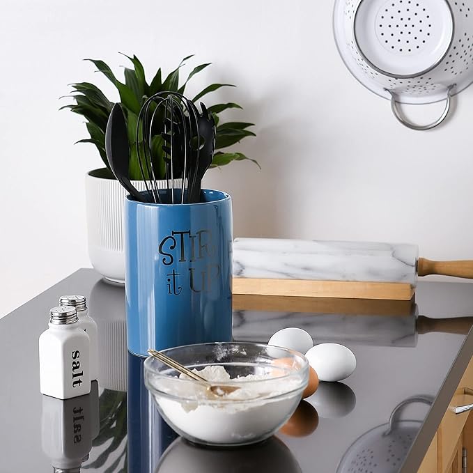 DII Kitchen Accessories Retro Collection, Ceramics, Utensil Holder, Blue
