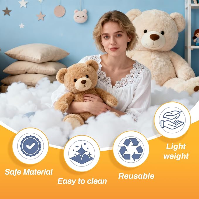 RAINFLOW 5.3oz Polyester Premium Fiber Fill - Polyester Fiber Fill,Soft and Resilience,Stuffing for Pillow,Small Dolls,Cushion,Craft and Stuffed Animals,pp Cotton Stuffing for DIY Craft,Recyclable