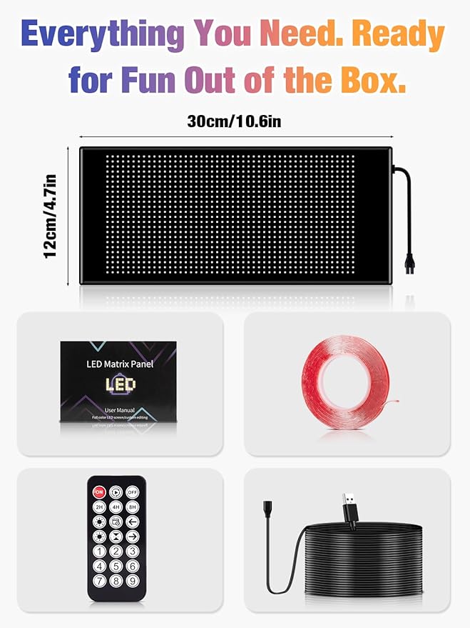 Dual Line LED Sign, Flexible LED Display Screen, Remote & App Control, for Indoor Advertising, Shop Window, Car Dealership Decoration (10.6 x 4.7in)