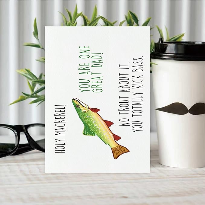 Fishing Fathers Day Card for Men, Fisherman Gift for Dad, Husband, Son, Brother, Grandpa, Perfect Pun Birthday Card for Fishing Lovers
