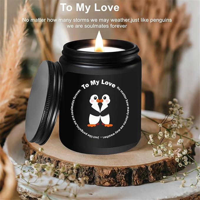 Wife Candle for Mothers Day,Penguin Gifts for Girlfriend,Her,Romantic Anniversary Birthday Gift for Her Him Couple,I Love You Gifts,Mothers Day Gift for Wife from Husband, Funny Love Candles for Him
