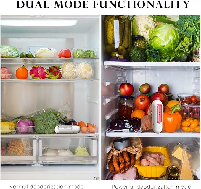 Fridge Deodorizer Odor Eliminator | Rechargeable Refrigerator Purifier | No Filters Needed | Dual Mode | Long Battery Life | Small and Space-Saving (Silver)