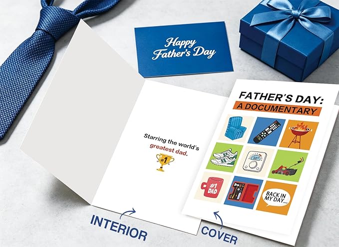 Fathers Day Gift Card for Dad Husband from Daughter Son Wife, Personalized Double-Sided, Minimalist Premium Design, Perfect Father's Day Decoration Ideas