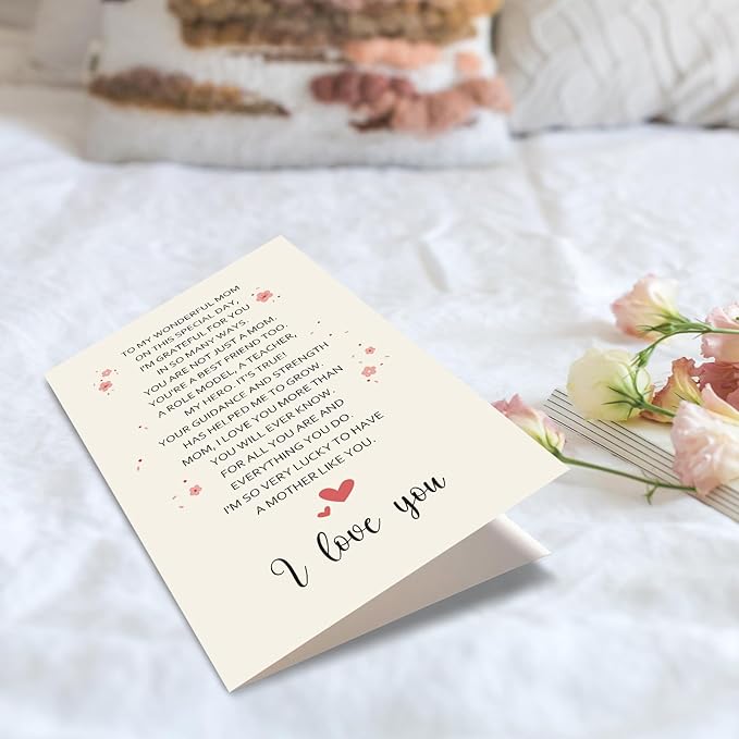 Spercy Poem Mothers Day Card, Heartfelt Mothers Day Card for Mom, Poem Birthday Card for Mom from Children, Happy Mothers Day Card Gift for Mom, Love You Mom Card