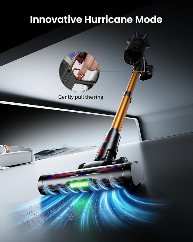 Cordless Vacuum Cleaner, 650W 55Kpa 70Mins Cordless Stick Vacuum with Hurricane Mode, 1.8L Cup, Anti-Tangle Vacuum Cordless, Self-Standing Vacuum Cleaners for Home Pet Hair Carpets