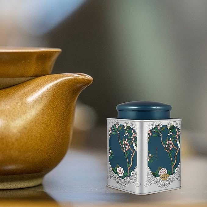 BESPORTBLE Tea Tin Canister with Double Lids: Chinese Style Vintage Metal Box for Loose Leaf Set - Small Storage Canisters for Food Coffee & Green Tea Accessories