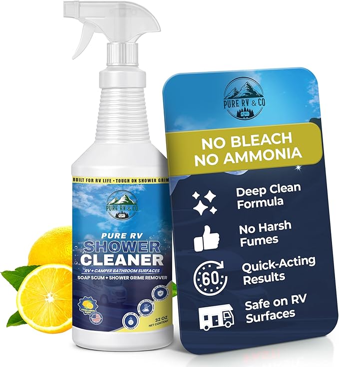 Shower Cleaner for Removing Hard Water Marks, Soap Scum, Stains, Bleach and Ammonia-Free Formula, Safe for Plastic & Fiberglass, Low Odor Formula with Citrus Scent, (32 oz)